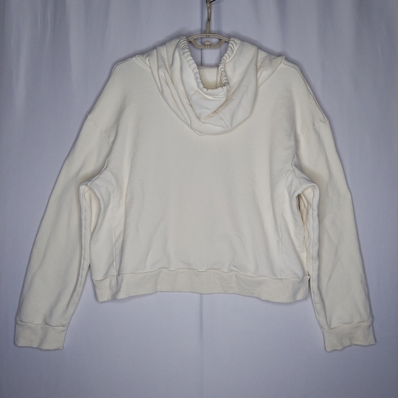 The Label The Hoodie 2X Women Cream Long Sleeve Pocket Pullon Cotton Fleece 2XL - Picture 2 of 9